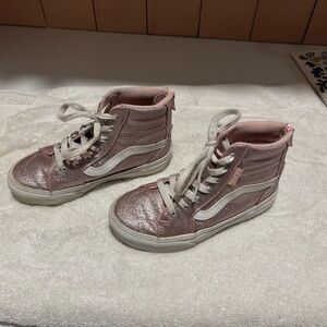 Kids Vans Glittwr Pink Hitop with Heel Zip